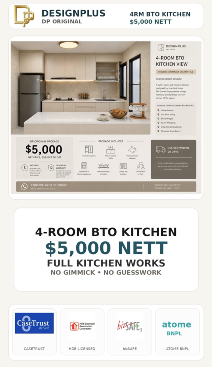 4-Room BTO kitchen package overview