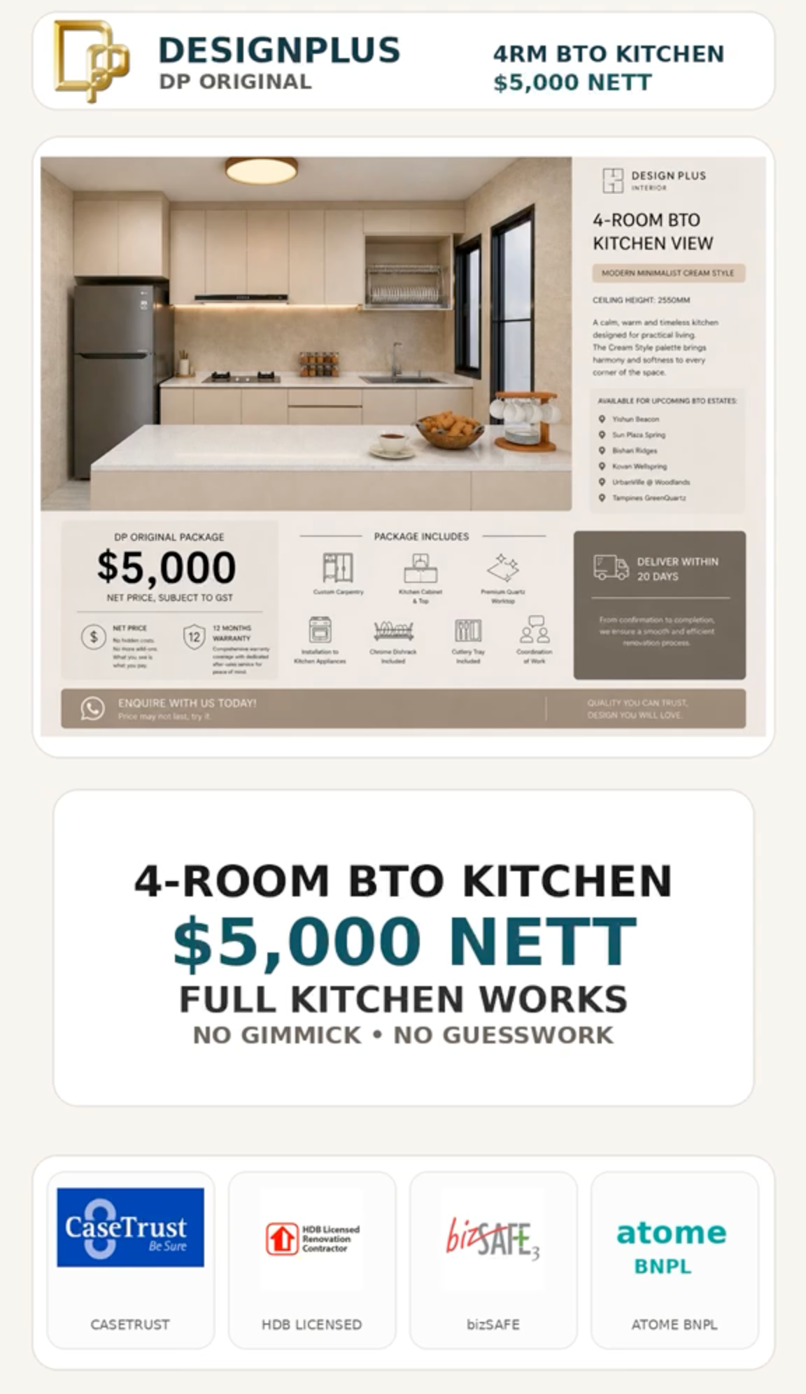 4-Room BTO kitchen package overview